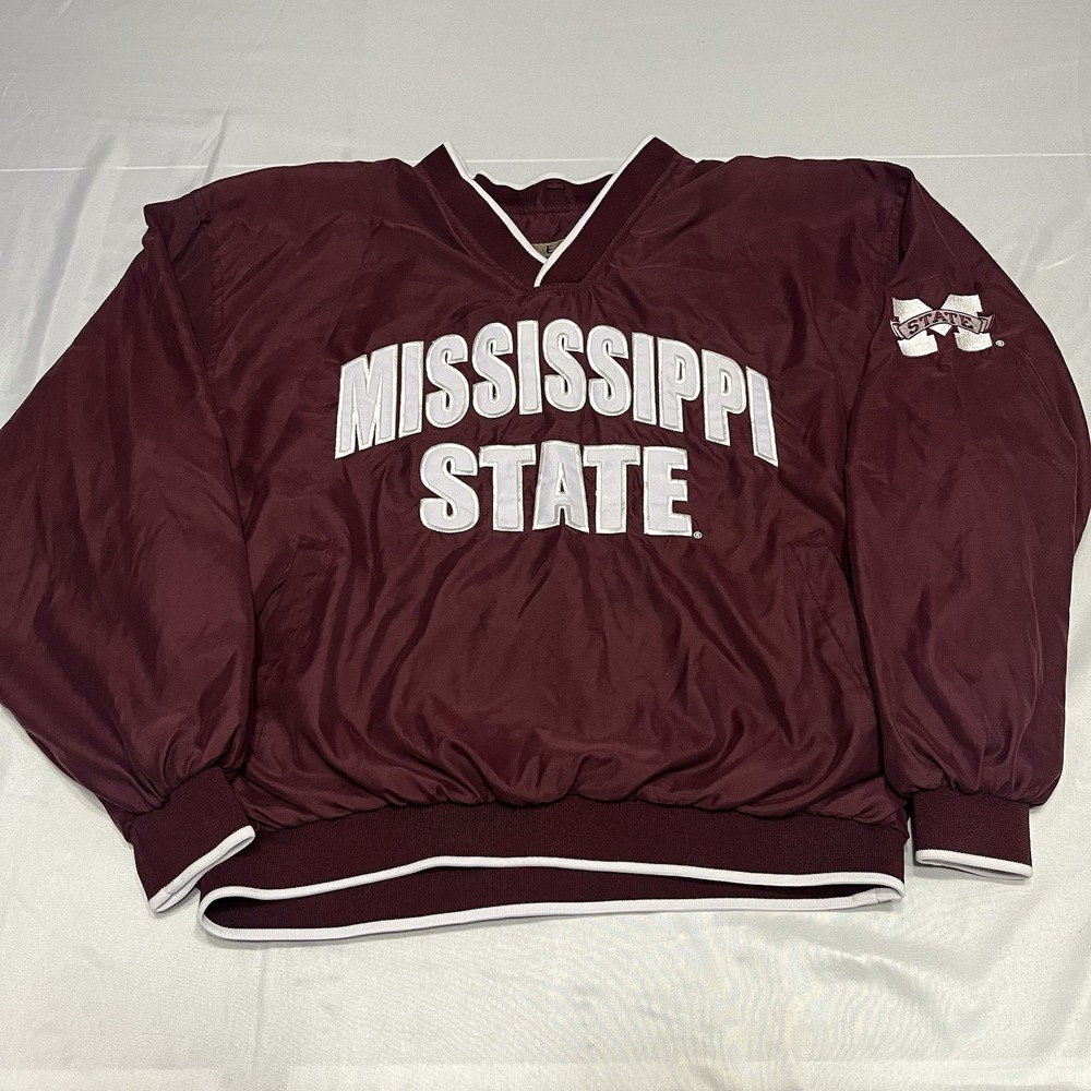 Vintage Mississippi State Bulldogs Windbreaker Men's L Pullover Lined 90s